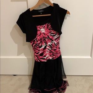 cute pink and black dress (kids) connected shrug